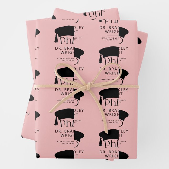 Benutzerdefinierte PhD-Doktorhut Doktorgraduation  Geschenkpapier Set (Beispiel)