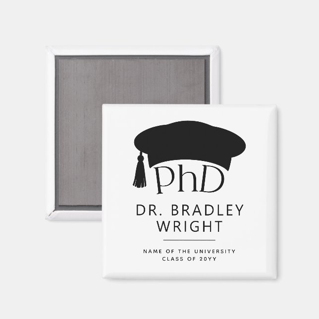 Benutzerdefinierte PhD Doktorhut Promotion Doktorg Magnet (Vorderseite/Rückseite)