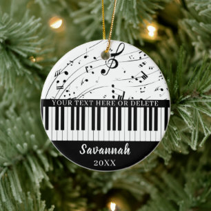Benutzerdefinierte Piano-Tastatur-Musiknoten Perso Keramik Ornament