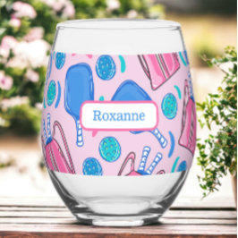 Benutzerdefinierte Pickleball-Paddle & Balls Rosa Weinglas Ohne Stiel