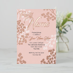Benutzerdefinierte Pink Elegante Blumen Blühende P Folieneinladung