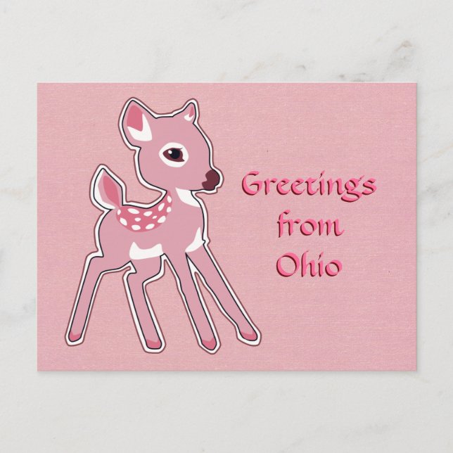 Benutzerdefinierte Pink Fawn Postcard Postkarte (Vorderseite)