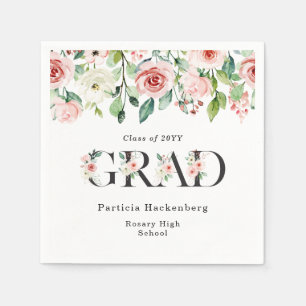 Benutzerdefinierte Pink & White Wasserfarbe Floral Serviette