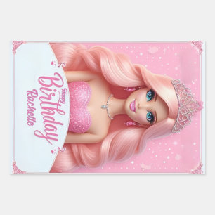 Benutzerdefinierte Pinke Prinzessin Alles Gute zum Geschenkpapier Set