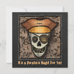 Benutzerdefinierte Piratenschädel-Halloween-Party- Einladung
