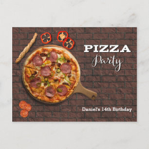 Benutzerdefinierte Pizzaparty-Einladung Postkarte