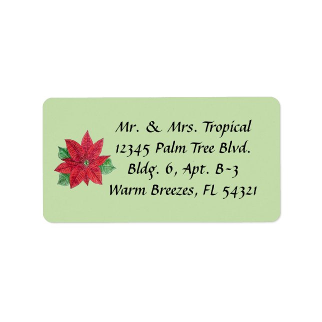 Benutzerdefinierte Poinsettia-Adressmarken - Minze Adressaufkleber (Vorne)