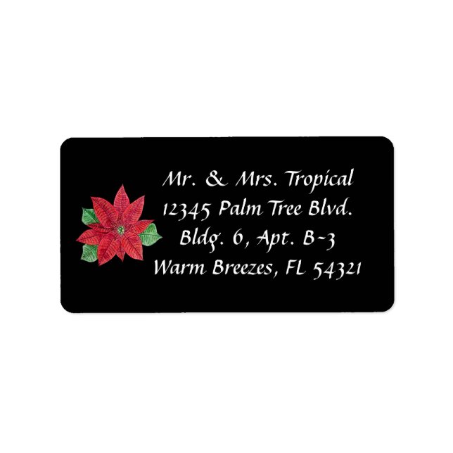 Benutzerdefinierte Poinsettia-Adressmarken - Schwa Adressaufkleber (Vorne)