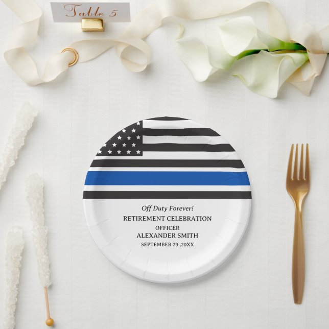 Benutzerdefinierte Polizei-Ruhestandsfeier Pappteller (Hochzeit)