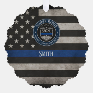 Benutzerdefinierte Polizei Thin Blue Line Amerikan Ornament Karte