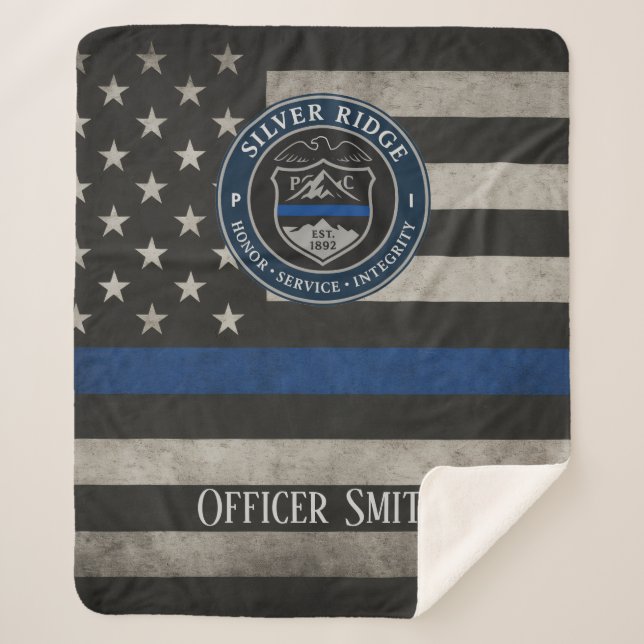 Benutzerdefinierte Polizei Thin Blue Line Decke Sherpadecke (Vorderseite)