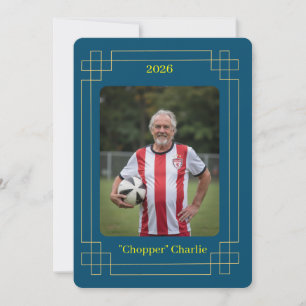 Benutzerdefinierte Porträtfoto-Fußball-Testimonial Feiertagskarte
