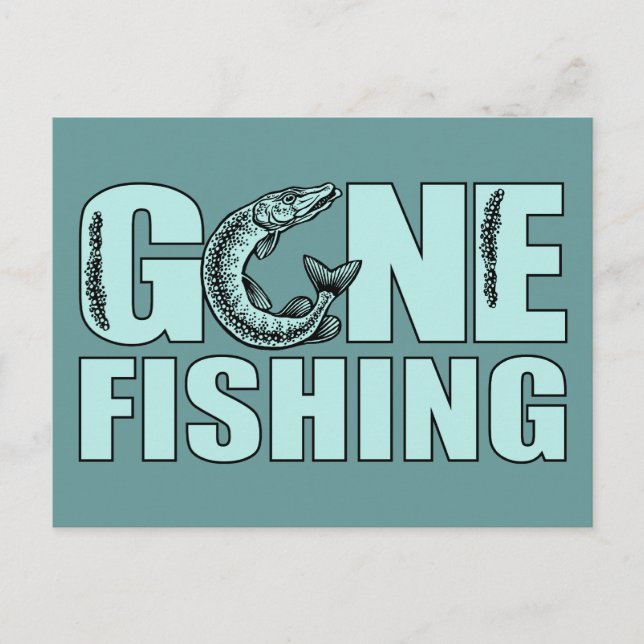 Benutzerdefinierte Postkarte "GONE FISHING" (Vorderseite)