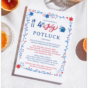 Benutzerdefinierte Potluck-Einladung zum 4. Juli Einladung
