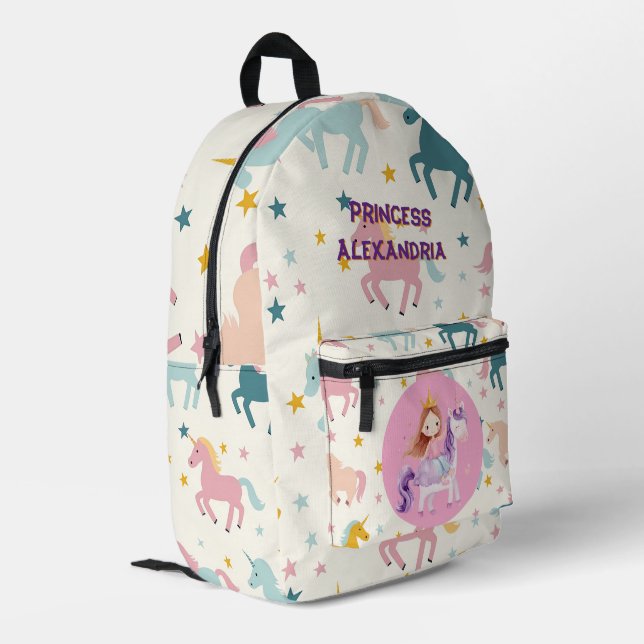 Benutzerdefinierte Prinzessin Unicorn Bedruckter Rucksack (Rückseitige Ecke links)