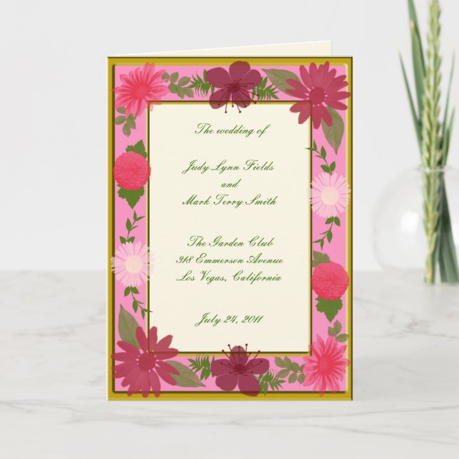 Benutzerdefinierte Programmkarte für rosa Blume Programm (Vorderseite)