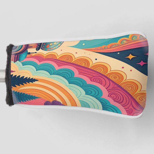 Benutzerdefinierte psychedelische Putter-Golfkopfa Golf Headcover (Vorderseite)