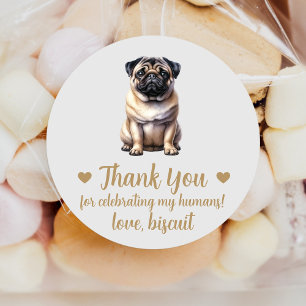 Benutzerdefinierte Pug-Hochzeitsgunst-Sticker Runder Aufkleber