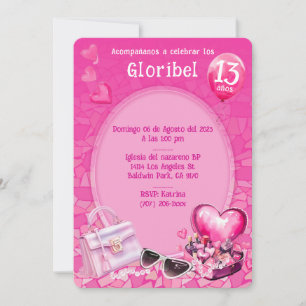 Benutzerdefinierte Puppe Rosa Geburtstagsvorlage Einladung