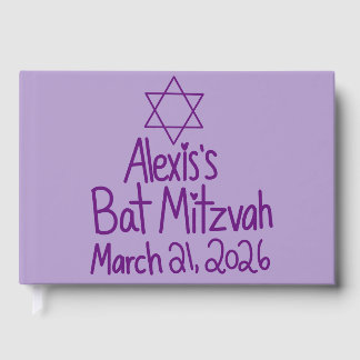 Benutzerdefinierte Purple Bat Mitzvah Gästebuch