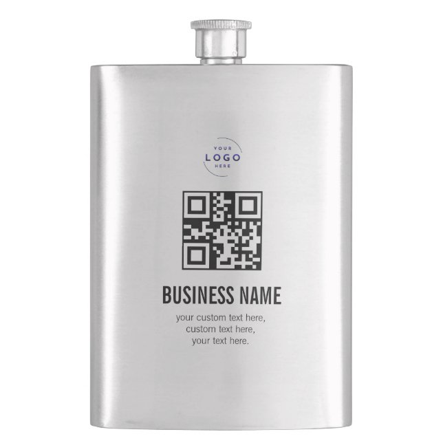 Benutzerdefinierte QR-Code-Geschäftslogo-Name-Vorl Flachmann (Vorderseite)
