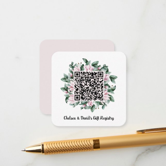 Benutzerdefinierte QR-Code Magnolia-Blume-Rahmen-G Begleitkarte (Vorderseite/Rückseite Beispiel)