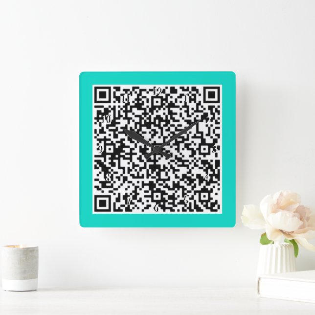 Benutzerdefinierte QR Code Scan Info Wall Clock Wä Quadratische Wanduhr (Zuhause)