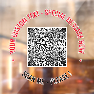 Benutzerdefinierte QR-Code- und Textfolienvorlage Fensteraufkleber