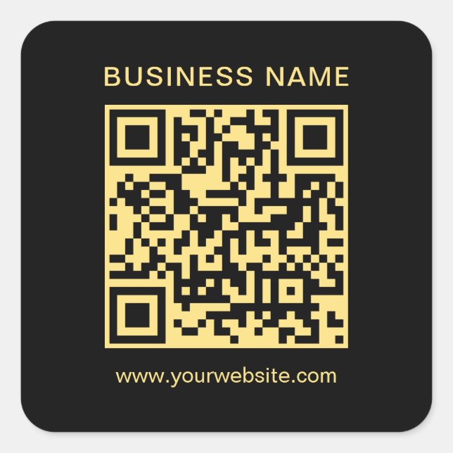 Benutzerdefinierte QR-Code-Vorlage Schwarz & Gold Quadratischer Aufkleber (Vorderseite)
