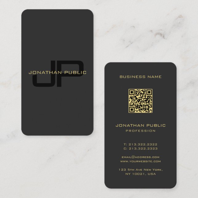 Benutzerdefinierte QR-Code-Vorlage Schwarz und Gol Visitenkarte (Vorne/Hinten)