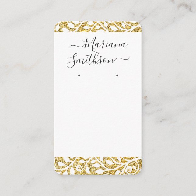 Benutzerdefinierte QR-Code Weißer Goldene Ohrringe Visitenkarte (Vorderseite)