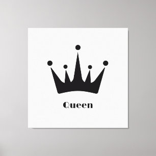 Benutzerdefinierte Queen Text Black Crown gestempe Leinwanddruck