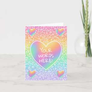 Benutzerdefinierte Rainbow-Herz-Doodles-Grußkarte
