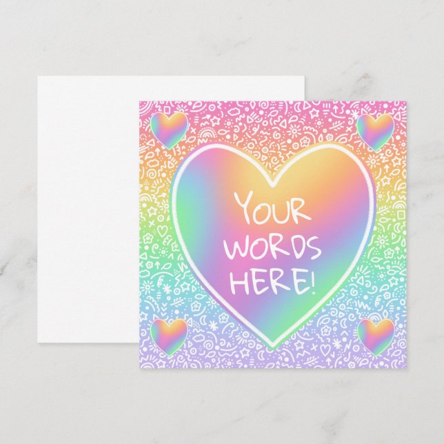 Benutzerdefinierte Rainbow-Herz-Doodles-Karte (Vorne/Hinten)