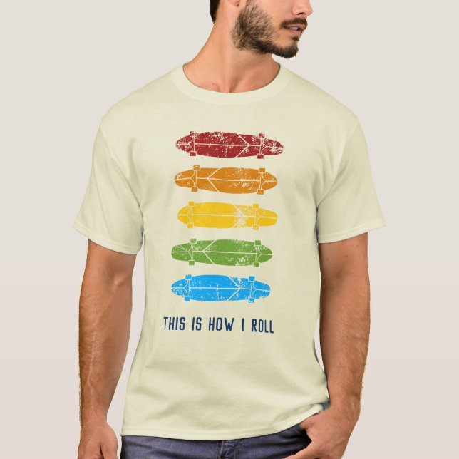 Benutzerdefinierte Rainbow-Longboards Grafik T-Shirt (Vorderseite)