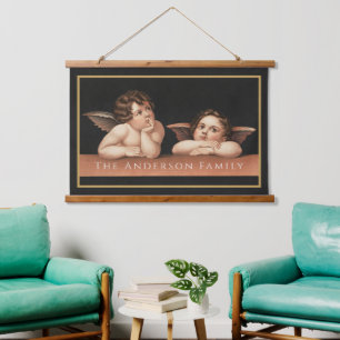 Benutzerdefinierte Raphael Cherub Vintage-Renaissa Wandteppich Mit Holzrahmen