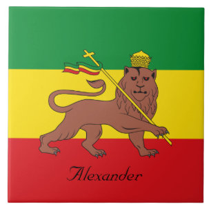 Benutzerdefinierte Rastafari-Flagge von Äthiopien Fliese