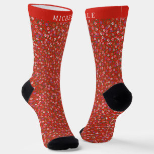 Benutzerdefinierte Rd Florale Weiße Rosa Weihnacht Socken