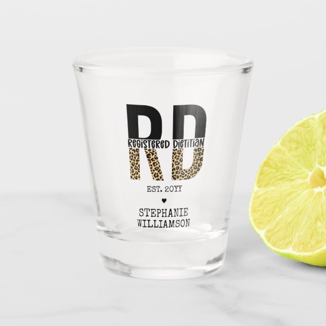 Benutzerdefinierte RD registrierte Dietitian Cheet Schnapsglas (Vorderseite)
