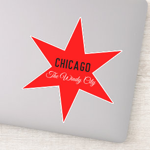 Benutzerdefinierte Red 6-Point Chicago Flag Star T Aufkleber
