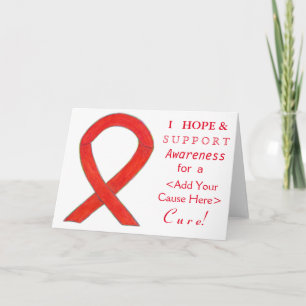 Benutzerdefinierte Red Awareness-Ribbon-Mitteilung Karte
