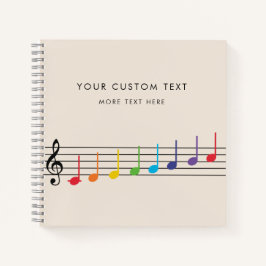 Benutzerdefinierte Regenbogen-Musiknoten Lehrer El Notizbuch
