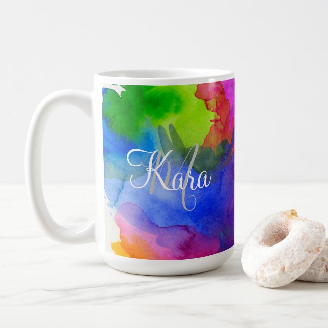 Benutzerdefinierte Regenbogenfarbe Kaffeetasse (Mit Donut)