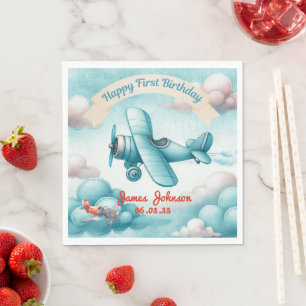 Benutzerdefinierte Reiseflugzeug-Kinder-Geburtstag Serviette