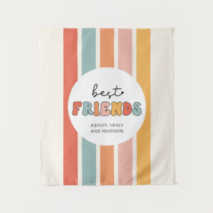 Benutzerdefinierte Retro-Besten-Freunde-BFFs-Süße- Wandteppich