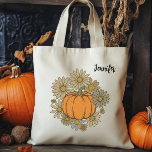 Benutzerdefinierte Retro-Blumen-Kürbis-Tasche für Tragetasche