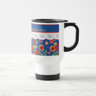 Benutzerdefinierte Retro-Blumen, Reise-Tasse mit f Reisebecher