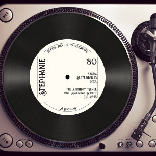 Benutzerdefinierte Retro-Faux-Vinyl-Schallplatte M Einladung