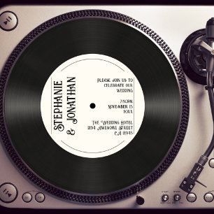 Benutzerdefinierte Retro-Faux-Vinyl-Schallplatte V Einladung