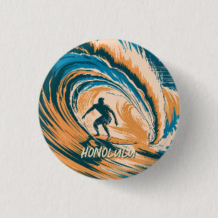 Benutzerdefinierte Retro-Honolulu-Hawaii-Surfer-Su Button